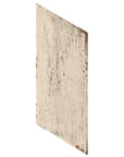 Closeup of Rustic Distressed White Wood Look Plank Porcelain Tile