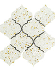 White and Gold Terrazzo Arabesque Mosaic Tile