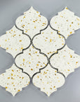 White and Gold Terrazzo Arabesque Lantern Mosaic Tile