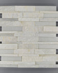 White Slate and Quartzite Stacked Stone Tile on Gray Background