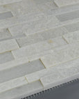Closeup of White Slate and Quartzite Stacked Stone Tile