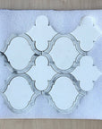 White Thassos and Bianco Carrara Marble Waterjet Mosaic Tile in Arabesque Marrakech - TileBuys