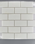 White Thassos Marble 2x4 Beveled Subway Mosaic Tile - TileBuys