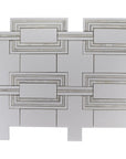 Modern Deco Waterjet Mosaic Tile in White Thassos & Mother of Pearl | TileBuys