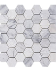 Carrara (Carrera) Venato Marble Mosaic Tile - 2” Hexagons - Polished or Honed | TileBuys