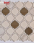 4.6 Sq Ft of Arabesque Crackled Glass, Stone & Metal Mixed Material Mosaic Wall Tile | TileBuys