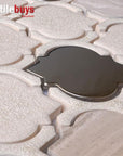 4.6 Sq Ft of Arabesque Crackled Glass, Stone & Metal Mixed Material Mosaic Wall Tile | TileBuys