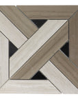 Athens, Oak & Nero Marble Mosaic Tile - Wooden Weave | TileBuys