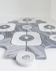 4.2 Sq Ft of Bardiglio Grey and Carrara White Marble Waterjet Mosaic Tile in Blend Geometric | TileBuys