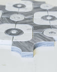 4.2 Sq Ft of Bardiglio Grey and Carrara White Marble Waterjet Mosaic Tile in Blend Geometric | TileBuys