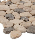 5 Sq Ft of Beige & Brown Marble Mosaic Tile - Flat Pebble Pattern for Bathroom Floors | TileBuys