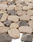 5 Sq Ft of Beige & Brown Marble Mosaic Tile - Flat Pebble Pattern for Bathroom Floors | TileBuys