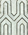 Bianco Carrara Marble and Antique Mirror Glass Waterjet Mosaic Tile in Greek Key Meandros | TileBuys