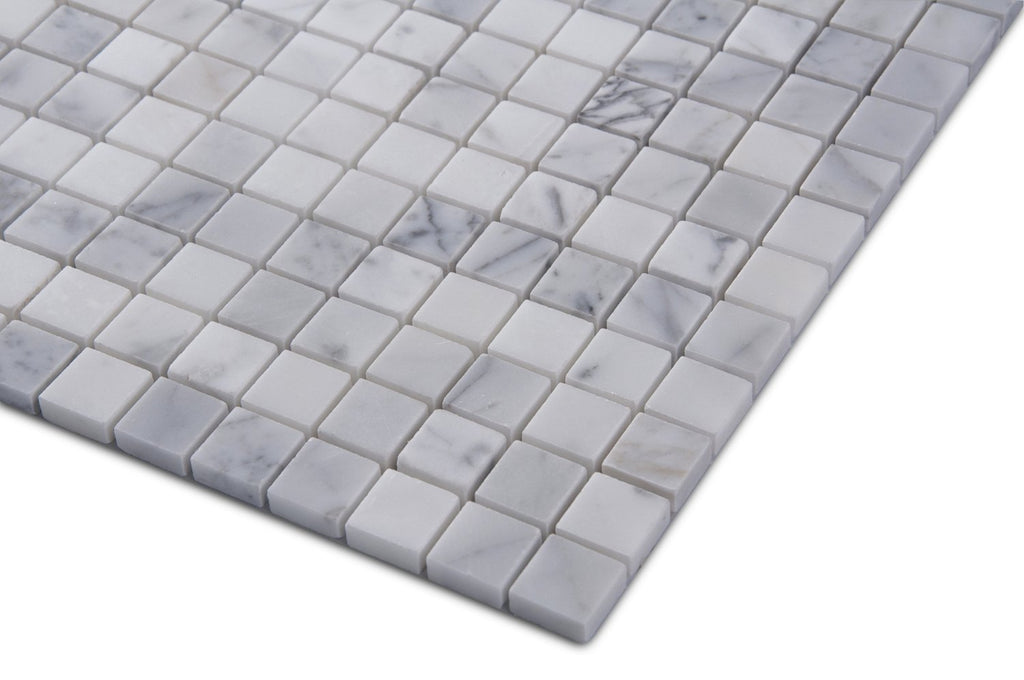 Bianco Carrara Marble Mosaic Tile - 1" Squares - Polished | TileBuys
