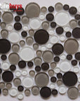5 Sq Ft of Brown, Beige & White Glass Mosaic Penny Circle Round Tile | TileBuys