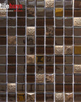 5 Sq Ft of Brown Stone & Bronze Glass Mosaic Tile - 1" Squares | TileBuys