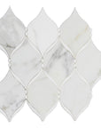 Calacatta (Calcutta) and White Thassos Marble Waterjet Mosaic Tile in Braided Ribbons | TileBuys