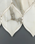 Calacatta (Calcutta) and White Thassos Marble Waterjet Mosaic Tile in Braided Ribbons | TileBuys