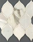 Calacatta (Calcutta) and White Thassos Marble Waterjet Mosaic Tile in Braided Ribbons | TileBuys