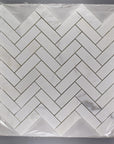 Calacatta (Calcutta) Marble Herringbone Mosaic Tile - 1x3” | TileBuys