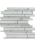 Calacatta (Calcutta) Marble Mosaic Tile - Random Linear Strips | TileBuys