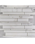 Calacatta (Calcutta) Marble Mosaic Tile - Random Linear Strips | TileBuys