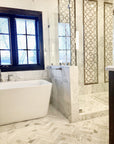 Calacatta Gold Marble and Athens Brown Waterjet Mosaic Tile in Sinuous | TileBuys