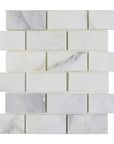 Calacatta Marble Mosaic Tile in 2x4" Mini Brick Subway Tiles Pattern - Polished | TileBuys