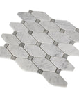 Carrara Bianco and Grey Marble Mosaic Tile - Elongated Octagons - Polished | TileBuys