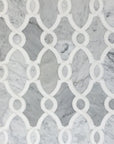 Carrara Bianco and White Thassos Marble Waterjet Mosaic Tile in Bellagio | TileBuys
