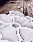 Carrara Bianco and White Thassos Marble Waterjet Mosaic Tile in Bellagio | TileBuys