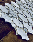 Carrara Bianco Marble and Antique Mirror Glass Waterjet Mosaic Tile in Bellagio | TileBuys