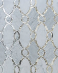 Carrara Bianco Marble and Antique Mirror Glass Waterjet Mosaic Tile in Bellagio | TileBuys