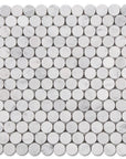 Carrara Bianco Marble Mosaic Tile - 1" Penny Rounds - Polished | TileBuys