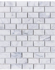 Carrara Bianco Marble Mosaic Tile - 1x2" Mini Brick - Polished | TileBuys