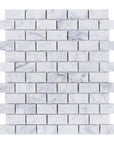 Carrara Bianco Marble Mosaic Tile - 1x2" Mini Brick - Polished | TileBuys