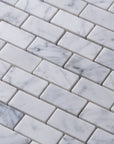 Carrara Bianco Marble Mosaic Tile - 1x2" Mini Brick - Polished | TileBuys