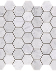 Carrara Bianco Marble Mosaic Tile - 2" Hexagons - Polished or Honed | TileBuys