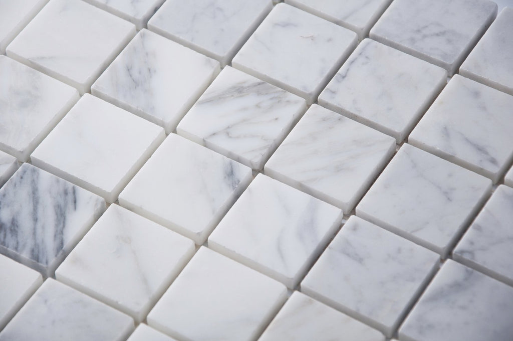 Carrara Bianco Marble Mosaic Tile - 2" Squares - Polished | TileBuys