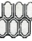 Carrara (Carrera) Venato and Nero Black Marble Waterjet Mosaic Tile - Black and White Geometric Tile | TileBuys
