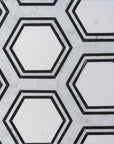 Carrara (Carrera) Venato and Nero Black Marble Waterjet Mosaic Tile in Double Hexagon | TileBuys