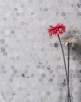 Carrara (Carrera) Venato Marble Mosaic Tile - 1” Hexagons - Polished or Honed | TileBuys