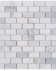 Carrara (Carrera) Venato Marble Mosaic Tile - 1x2” Mini Brick Pattern - Polished | TileBuys