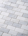 Carrara (Carrera) Venato Marble Mosaic Tile - 1x2” Mini Brick Pattern - Polished | TileBuys