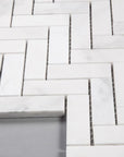 Carrara (Carrera) Venato Marble Mosaic Tile - 1x3” Herringbone - Polished | TileBuys