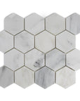Carrara (Carrera) Venato Marble Mosaic Tile - 3” Hexagons - Polished | TileBuys