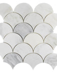Carrara (Carrera) Venato Marble Mosaic Tile - Fan Shaped Shell Pattern - Polished | TileBuys