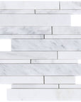 Carrara (Carrera) Venato Marble Mosaic Tile - Random Linear Strips - Polished | TileBuys