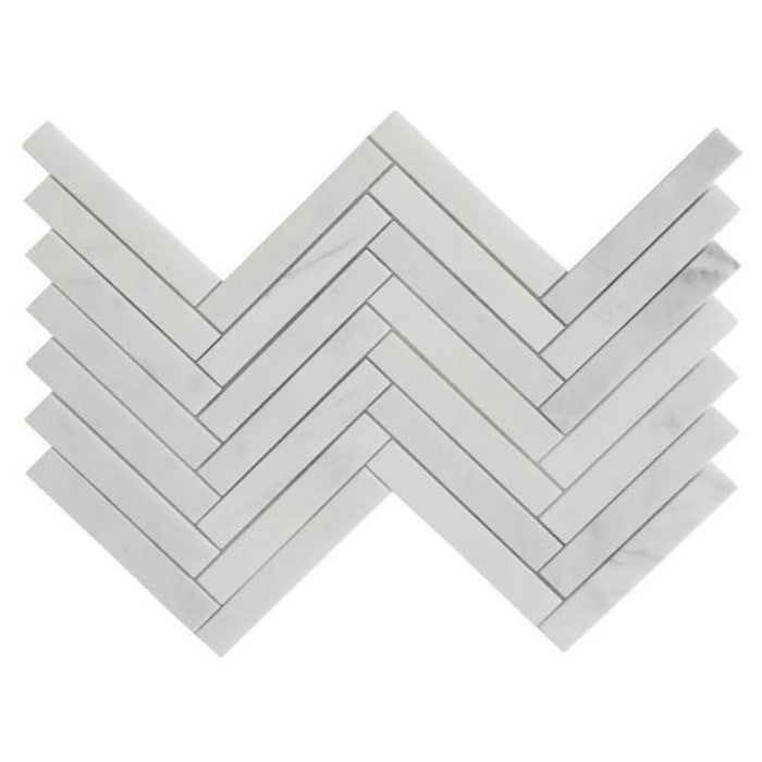 Carrara Venato Marble Mosaic Tile - 1x6" Long Herringbone | TileBuys