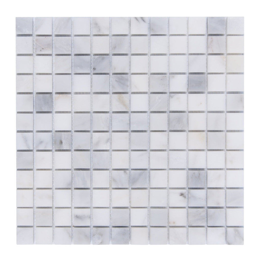 Carrara Venato Marble Mosaic Tile in 1” Squares Pattern - Polished or Honed | TileBuys
